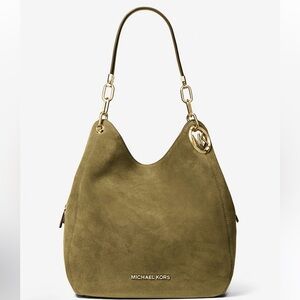Michael Kors Lillie Large Suede  Olive Green